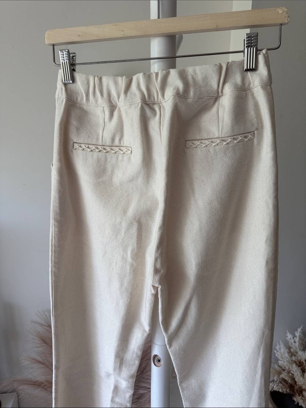 LA TROUPE Tulum Linen Blend Flare Pants Ivory Boho Resort Coastal Quiet Luxury - Picture 10 of 11